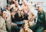 Seven lieutenants from 3/3 stationed at Camp Bishagawa, Okinawa on board USS Thetis Bay (LPH-6), following a training exercise in Japan in the spring of 1959. (Clockwise from bottom left) Lts John Bowles IV, Phil Carletti, Ron Hankin, Robert Modrzejewski, Culler, Belizzi and Howard Lee. Later, as Captains, two of them Modrzejewski (seated on the top right his with his left arm down) and Lee (seated center bottom), would be awarded the Medal of Honor for actions in Vietnam occurring less than one month apart in1966. Photo Courtesy of Lt Colonel James Ingram USMC (Ret) and Leatherneck magazine.